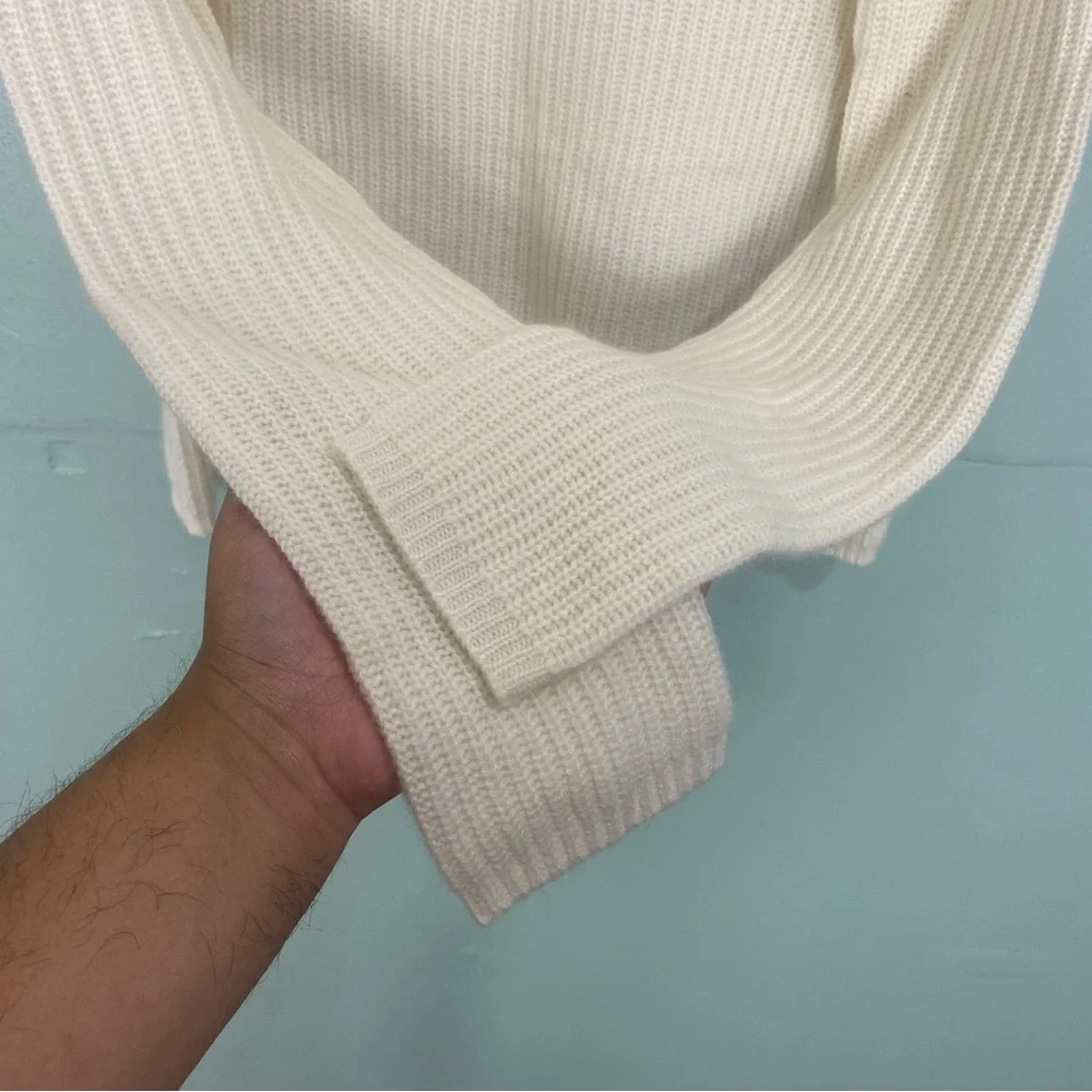 Jenni Kayne Cashmere Fisherman Sweater Cream Ivory Sz Small Knit Jumper Crewneck